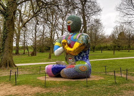 Colourful buddha sculpture