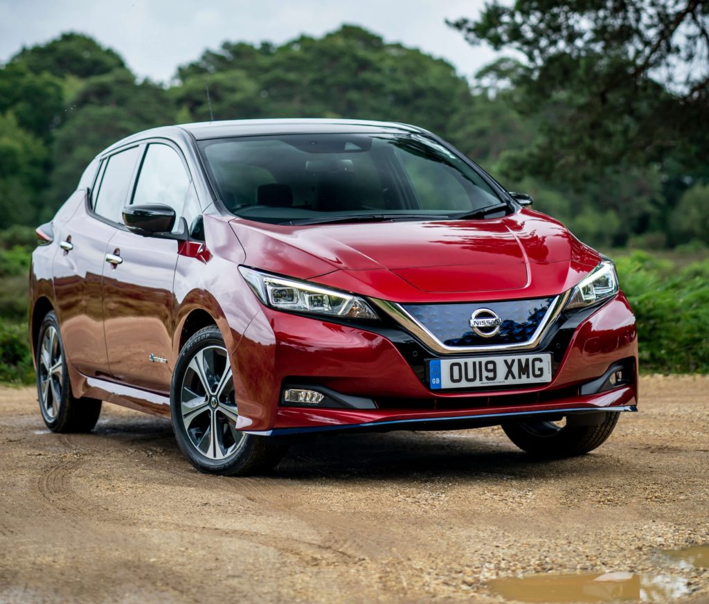 Red Nissan Leaf