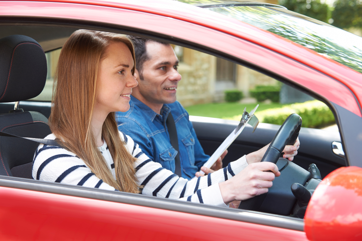 driving lesson in a dual control car